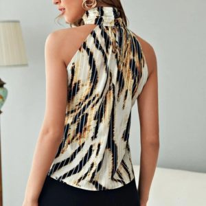 Top halter a rayas con efecto tie dye