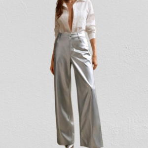 Pantalón recto plateado