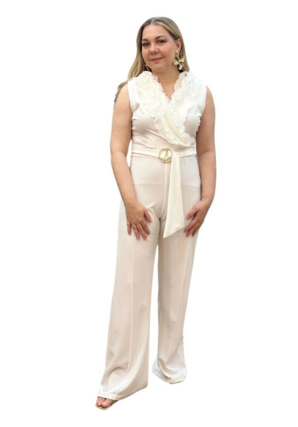 Jumpsuit con ruchas delanteras y cinturón - Imagen 3