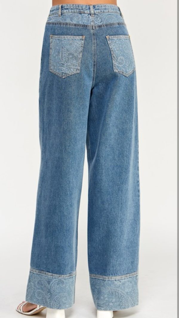 Jeans ancho a la cintura con estampado paisley - Imagen 2