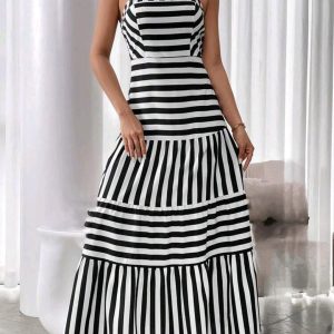 Midi dress estampado de rayas