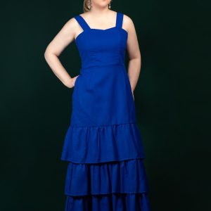 Vestido de lino con bolsillos Floraleza