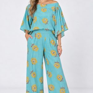Conjunto de blusa off shoulder y pantalón Lino