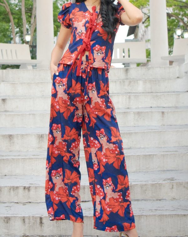 Top peplum estampado caras con tirantes Floraleza - Imagen 2