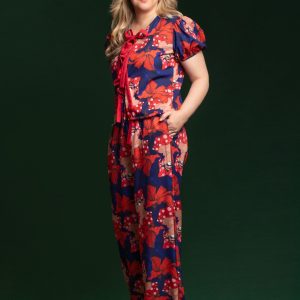 Pantalón palazzo estampado de caras Floraleza