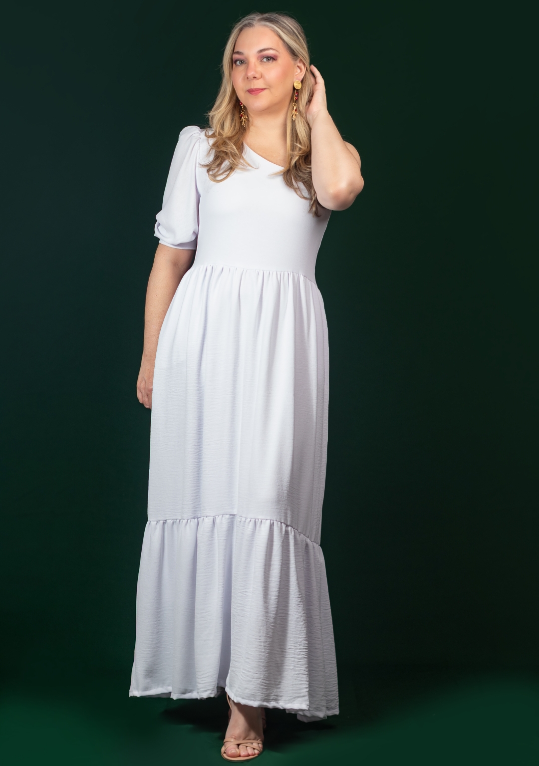 Vestido one shoulder midi