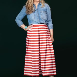 Falda maxi de rayas roja-Crucero