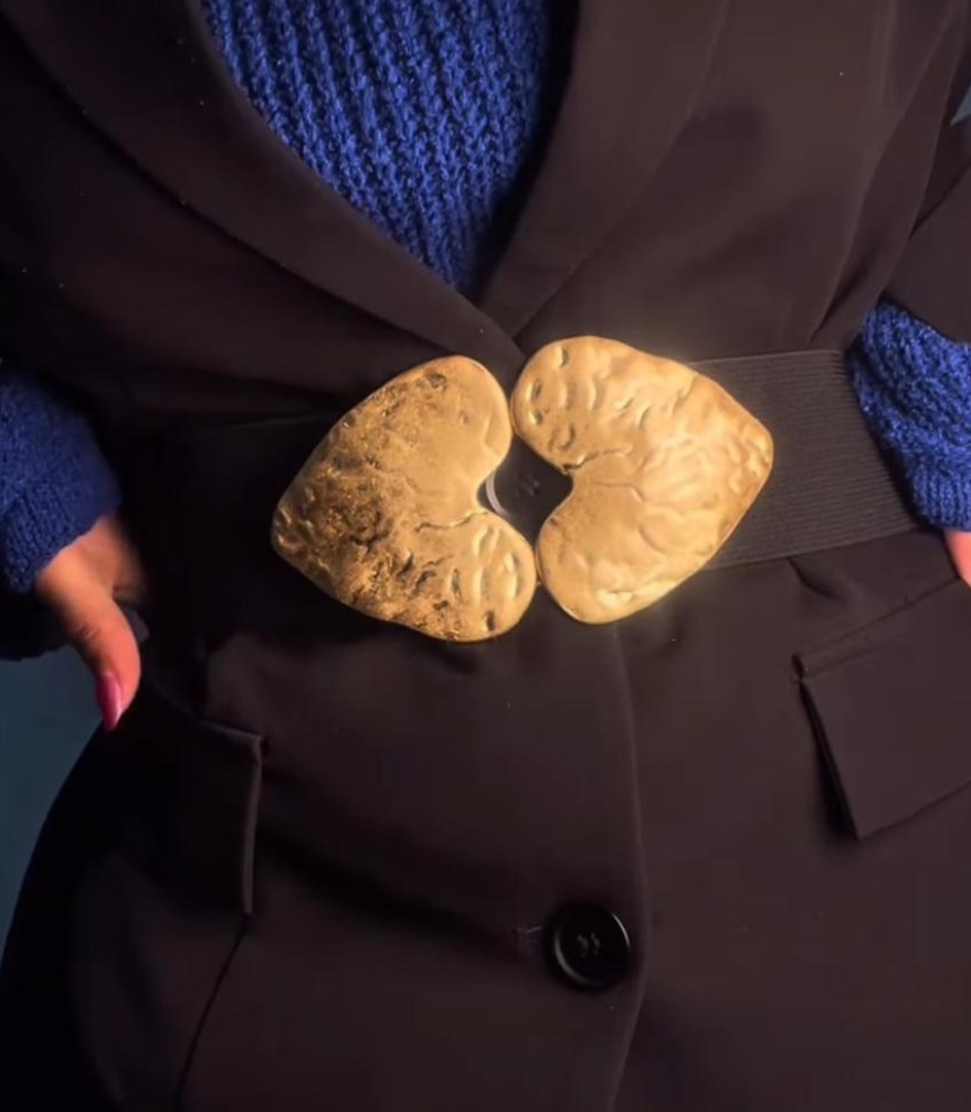 Cinturón elástico con hebilla forma Corazón dorado - Imagen 2