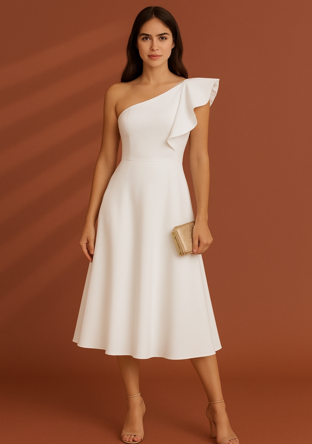 Vestido blanco satinado one shoulder