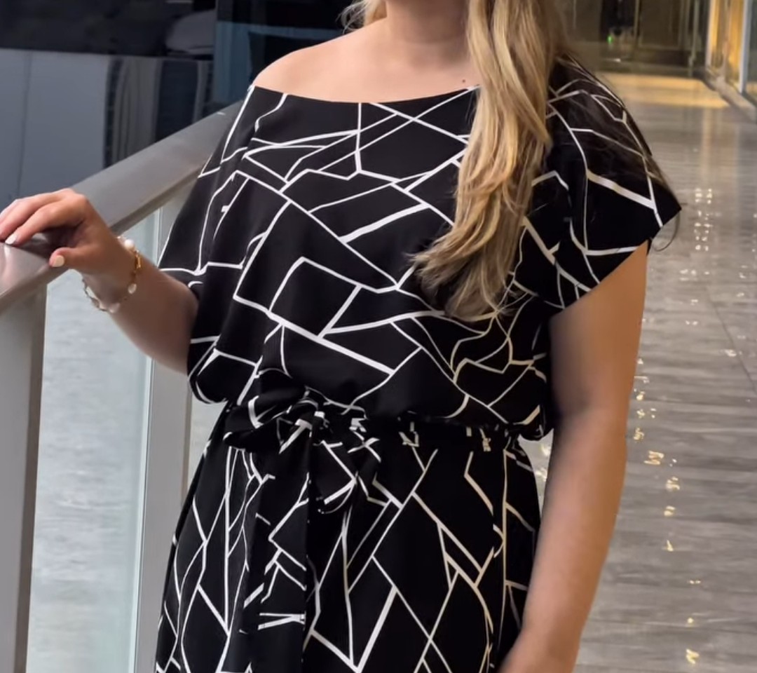 Vestido largo con estampado geométrico black&white CAVA - Imagen 2