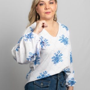 Blusa manga larga con cinta en mangas -  Lumina Collection