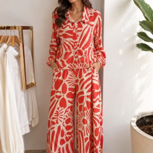 Pantalón ancho con bolsillos estampado total CAVA