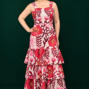 Vestido de lino con bolsillos Floraleza